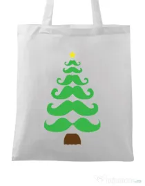 Sacosa din panza Moustache Christmas tree Alb