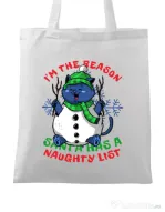 Sacosa din panza Naughty List Alb