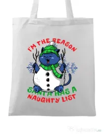 Sacosa din panza Naughty List Alb