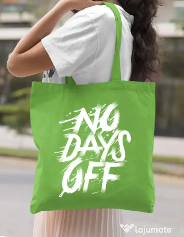 Sacosa din panza No days off Verde mar