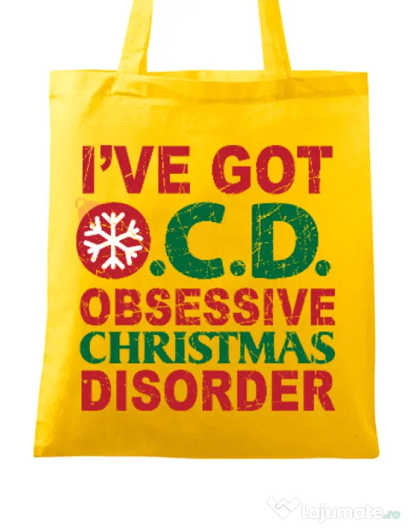 Sacosa din panza Obsessive Christmas Disorder Galben