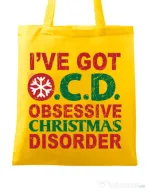 Sacosa din panza Obsessive Christmas Disorder Galben
