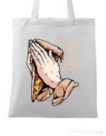 Sacosa din panza Pray for pizza Alb