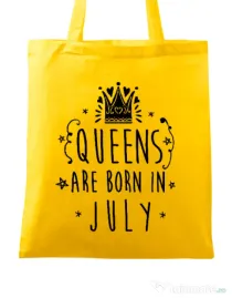 Sacosa din panza Queens are born in July Galben