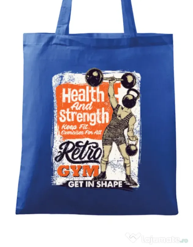 Sacosa din panza Retro Gym Albastru regal