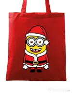 Sacosa din panza Santa minions Rosu