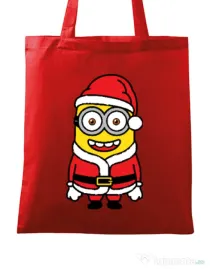 Sacosa din panza Santa minions Rosu