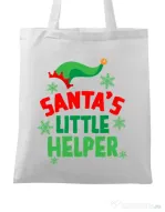 Sacosa din panza Santas little helper Alb