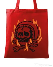 Sacosa din panza Skull biker Rosu