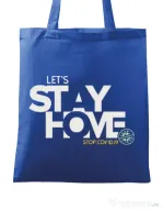 Sacosa din panza Stay home Albastru regal