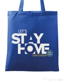Sacosa din panza Stay home Albastru regal