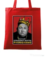 Sacosa din panza Straight outta Pyongyang Rosu