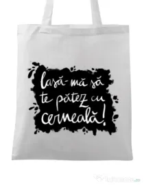 Sacosa din panza Te patez cu cerneala Alb
