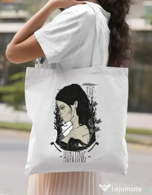 Sacosa din panza The hunting Alb