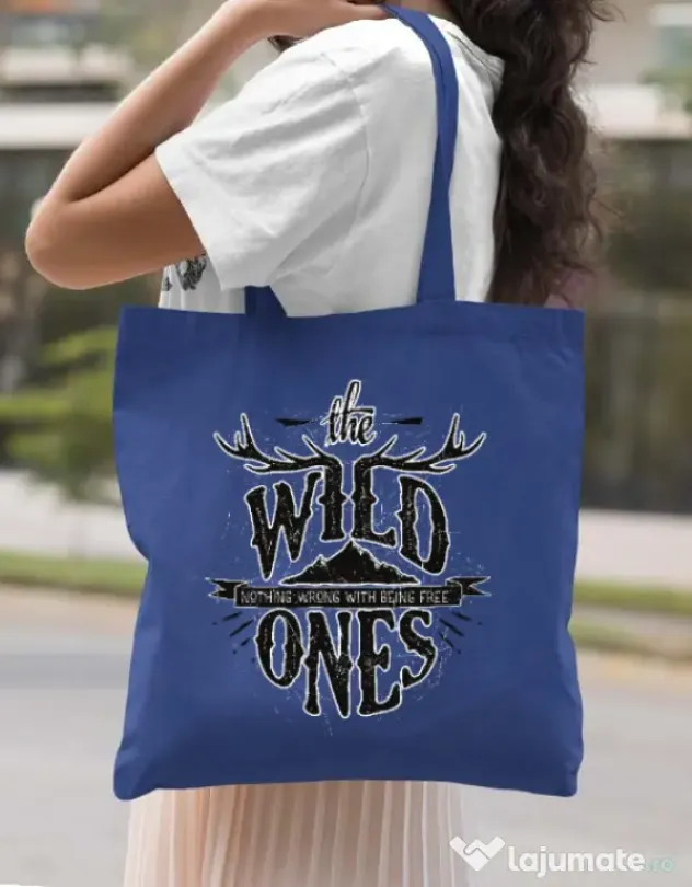 Sacosa din panza The Wild Ones Albastru regal