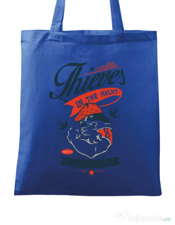 Sacosa din panza Thieves in the Night Albastru regal
