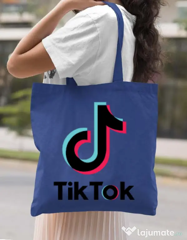 Sacosa din panza Tik Tok Albastru regal