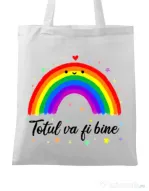 Sacosa din panza Totul va fi bine Alb
