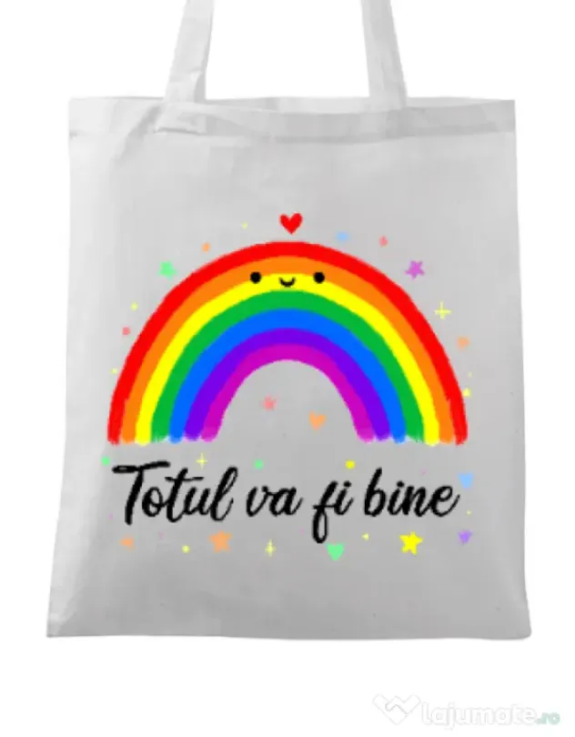 Sacosa din panza Totul va fi bine Alb