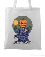 Sacosa din panza Treat or die Alb