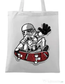 Sacosa din panza Trooper trick Alb