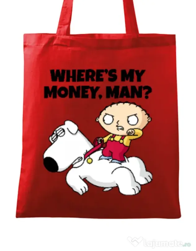 Sacosa din panza Where s my money Rosu