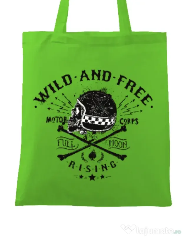 Sacosa din panza Wild and free Verde mar
