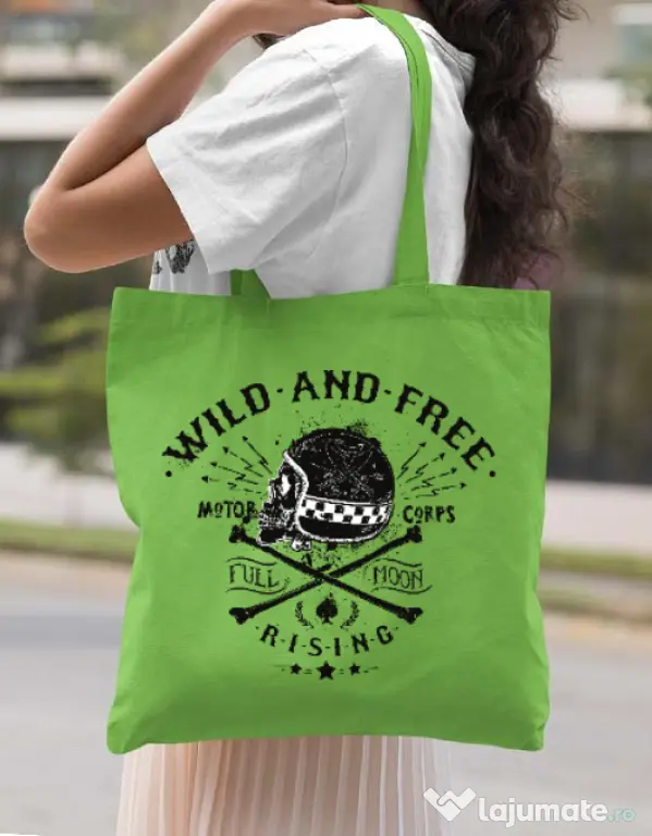 Sacosa din panza Wild and free Verde mar