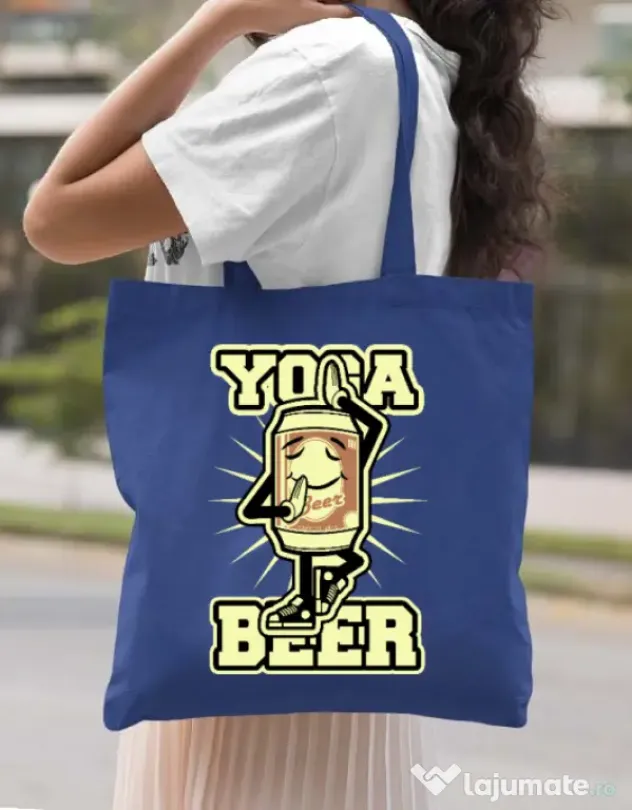 Sacosa din panza Yoga beer Albastru regal