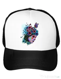 Sapca personalizata Lady and flowers Alb