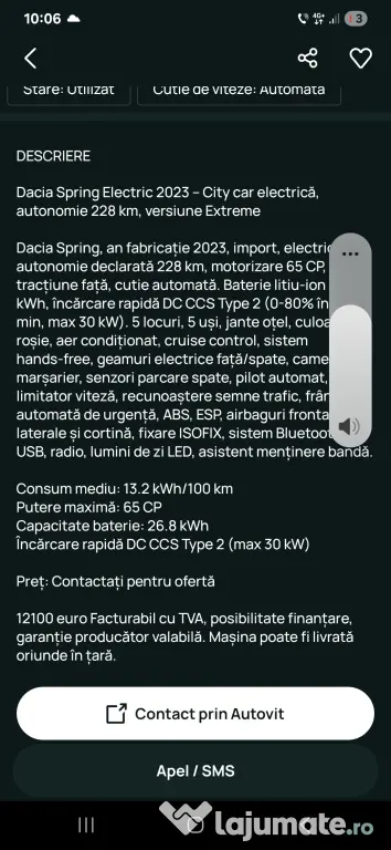 Dacia spring 65CP echiparea de top extrim