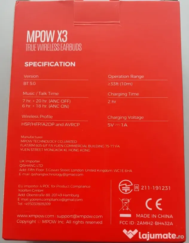 Casti audio true wireless BT - MPOW X3