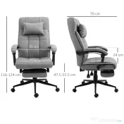 Vinsetto Scaun de Birou Ergonomic Rabatabil cu Tetiera și Suport pentru Picioare Detasabil, Confort Superior, Negru | Aosom Romania