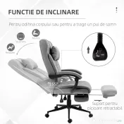 Vinsetto Scaun de Birou Ergonomic Rabatabil cu Tetiera și Suport pentru Picioare Detasabil, Confort Superior, Negru | Aosom Romania