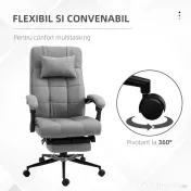 Vinsetto Scaun de Birou Ergonomic Rabatabil cu Tetiera și Suport pentru Picioare Detasabil, Confort Superior, Negru | Aosom Romania