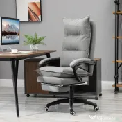 Scaun de birou ergonomic Vinsetto cu inclinare si masaj in 6 Puncte, inaltime reglabila, 70x62x120-130 cm, Gri | Aosom Romania