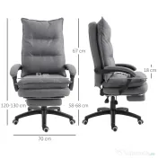 Scaun de birou ergonomic Vinsetto cu inclinare si masaj in 6 Puncte, inaltime reglabila, 70x62x120-130 cm, Gri | Aosom Romania