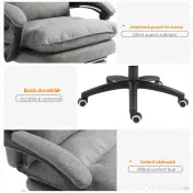 Scaun de birou ergonomic Vinsetto cu inclinare si masaj in 6 Puncte, inaltime reglabila, 70x62x120-130 cm, Gri | Aosom Romania
