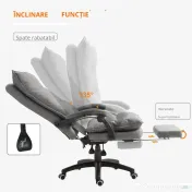 Scaun de birou ergonomic Vinsetto cu inclinare si masaj in 6 Puncte, inaltime reglabila, 70x62x120-130 cm, Gri | Aosom Romania