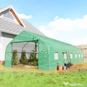 Outsunny Sera gradina, tip tunel, sera pentru plante, legume, fructe si structura din otel, Verde | Aosom Romania
