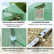 Outsunny Sera gradina, tip tunel, sera pentru plante, legume, fructe si structura din otel, Verde | Aosom Romania