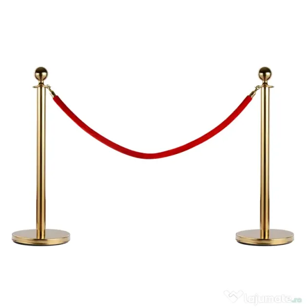 Separator de coloane format din 2 stalpi din otel inoxidabil si un cablu de flanela Ф32x95cm auriu, rosu HOMCOM | Aosom Romania