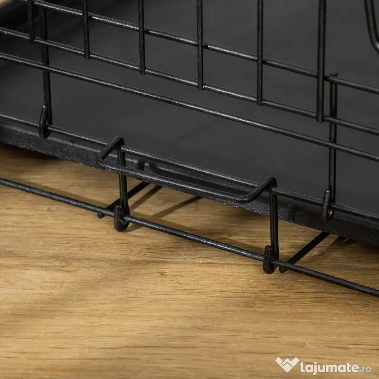 Cusca de transport pentru animale cu 2 usi cu inchidere de siguranta dubla, fir de otel si ABS 76×46×52cm Negru PawHut | Aosom Romania