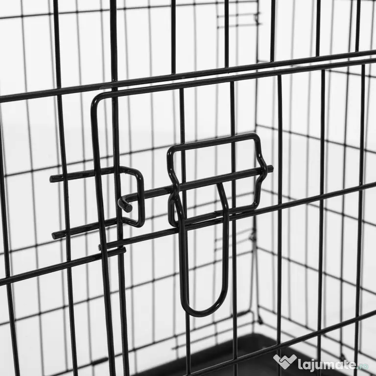 Cusca de transport pentru animale cu 2 usi cu inchidere de siguranta dubla, fir de otel si ABS 76×46×52cm Negru PawHut | Aosom Romania