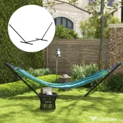 Outsunny Suport pentru Hamac, Capacitate Maximă 150Kg, Structură din Metal Rezistent, Negru, 360x92x115cm | Aosom Romania 