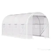 Outsunny Sera tunel cu 8 ferestre si usa rulanta, sera de gradina tunel pentru plante, 5x2x2m, alb | Aosom Romania 