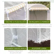 Outsunny Sera tunel cu 8 ferestre si usa rulanta, sera de gradina tunel pentru plante, 5x2x2m, alb | Aosom Romania 