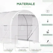Outsunny Sera tunel cu 8 ferestre si usa rulanta, sera de gradina tunel pentru plante, 5x2x2m, alb | Aosom Romania 