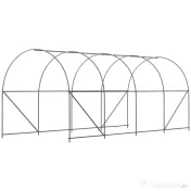 Outsunny Sera tunel cu 8 ferestre si usa rulanta, sera de gradina tunel pentru plante, 5x2x2m, alb | Aosom Romania 