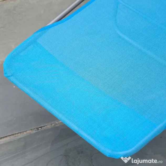 Outsunny sezlong pliabil cu spatar reglabil si perna, sezlong de gradina, plaja si camping, albastru | Aosom Romania